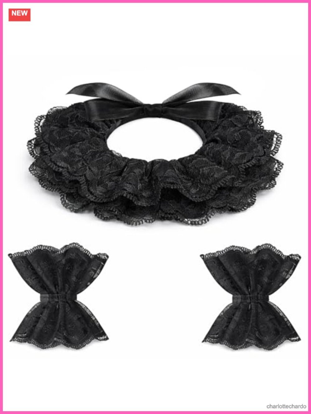 Lace Clown Collar and Cuffs Set Victorian Gothic Cosplay Accessory